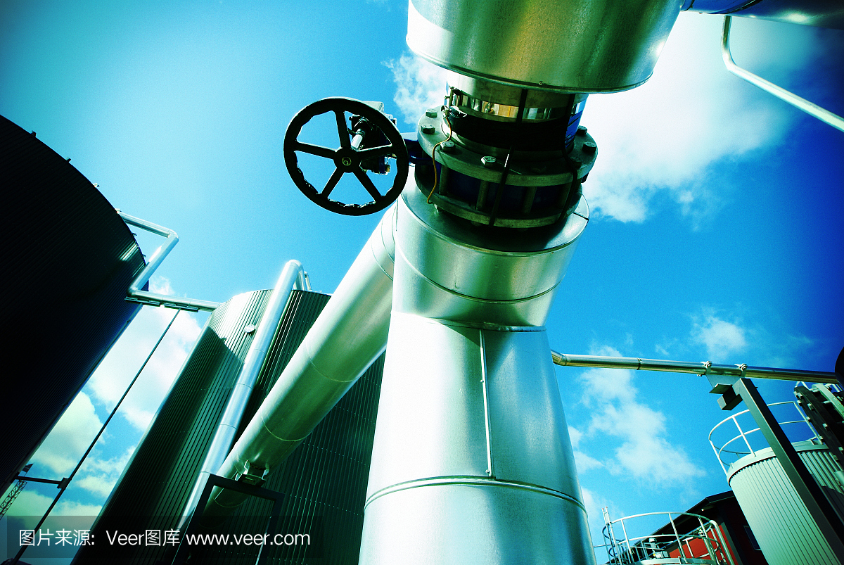 工業(yè)園區(qū)、鋼鐵管道、閥門迎藍天